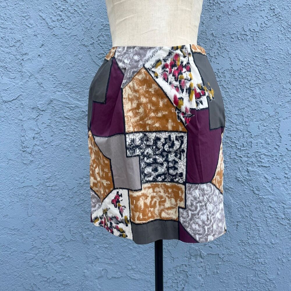 Designer Marni Skirt Cotton Abstract Funky Print Knee Length Clothing